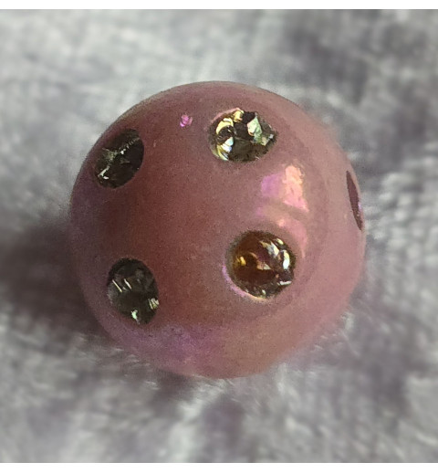 Kunststoff Strassperle mit Schimmer rosa