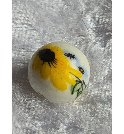 Stein Perle weiss/gelb Sonnenblume