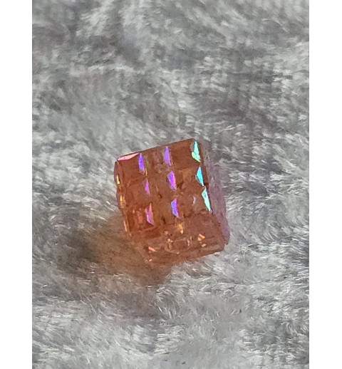Kunststoff Würfel-Perle orange-rot-pink
