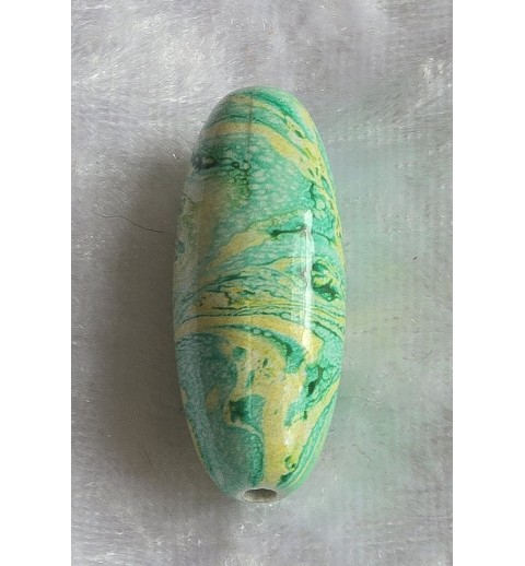 Kunststoff Perle lang-rund mint/gelb