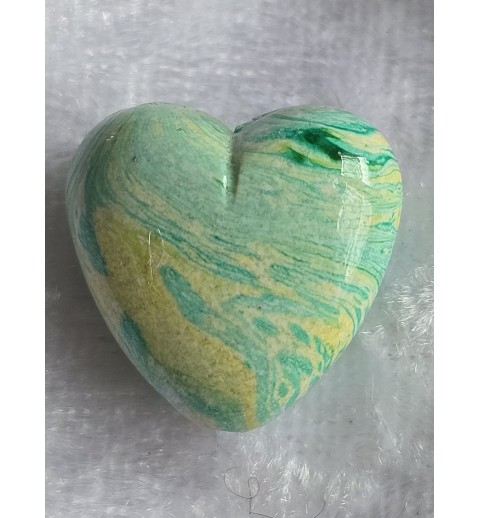Kunststoff Perle Herz mint/gelb