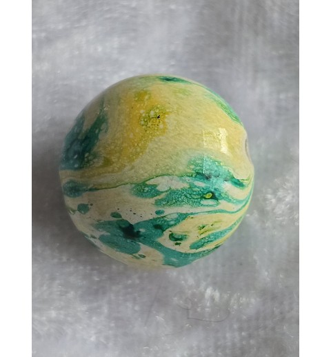 Kunststoff Perle rund mint/gelb