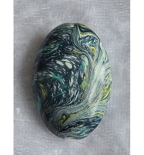 Kunststoff Perle oval petrol/gelb/mint