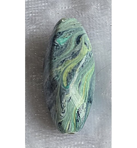 Kunststoff Perle lang-gewellt petrol/gelb/mint