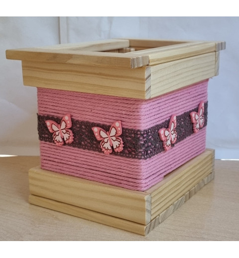 Klötzchen Laterne Schmetterlinge   natur-rosa