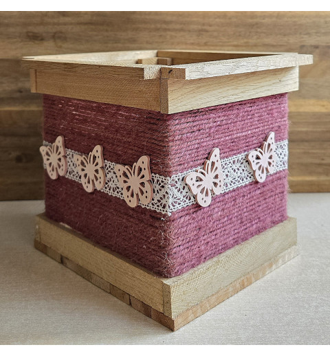 Klötzchen Laterne Schmetterlinge/mauve natur Klötzchen