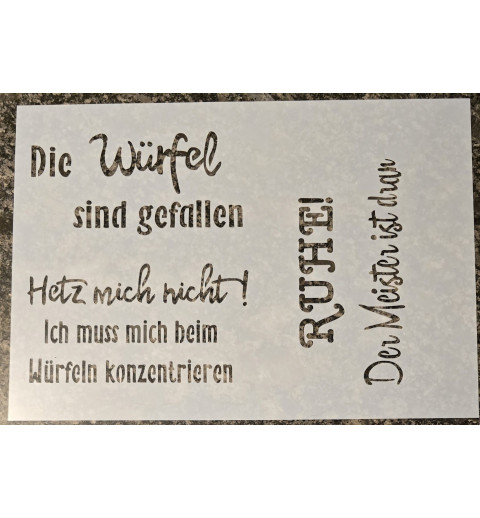 Schablone " Die Würfel sind gefallen "
