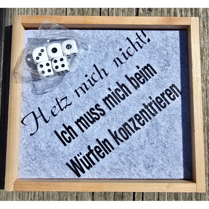Würfelspiel Yahtzee " Hetz mich nicht....."  hellgrau