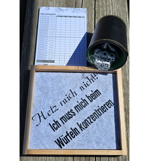 Würfelspiel Yahtzee " Hetz mich nicht....."  hellgrau