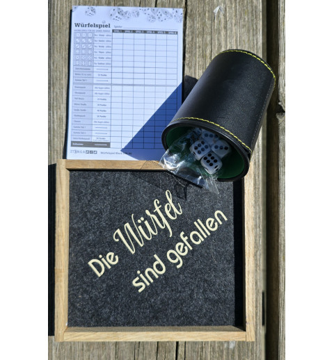 Würfelspiel Yahtzee " Die Würfel sind gefallen "  anthrazit