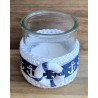 Teelicht Glas Rettungsring/weiss-dunkelblau