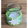 Teelicht Glas Edelweiss/hellgrün-weiss