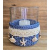 Teelicht Glas Muscheln/blau-creme