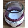 Teelicht Glas Herz silber/bordeaux-weiss