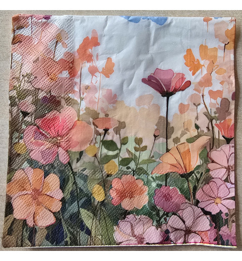 Serviette Blumenwiese/rosa-lachs-orange