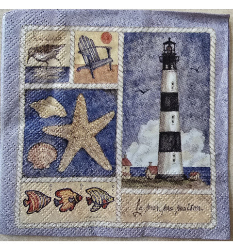 Serviette Leuchtturm/Seestern