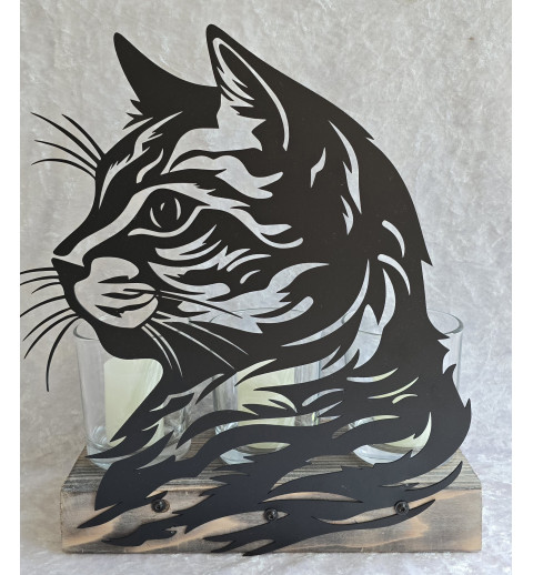 Teelicht Balken Katze