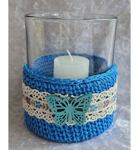 Teelicht Glas meerblau