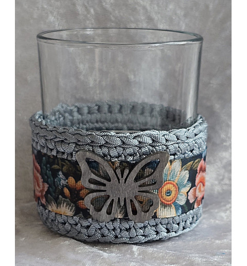 Teelicht Glas hellgrau