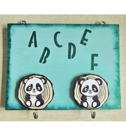 Kindergarderobe Panda/mint