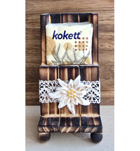 Taschentuch Ständer geflammt/Edelweiss