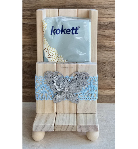 Taschentuch Ständer hellblau/Schmetterling
