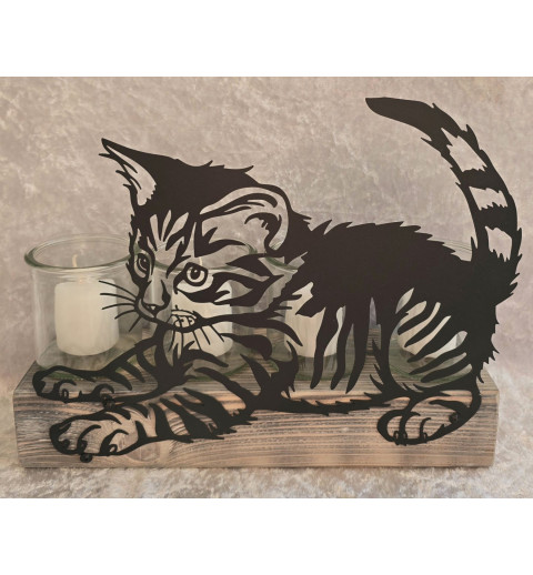 Teelicht Balken Katze