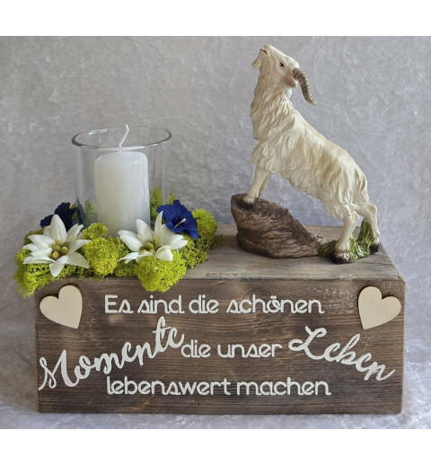Teelicht Balken "Es sind die...."/Ziege