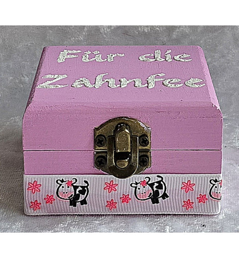 Milchzähne Holzkistchen " Für die Zahnfee " rosa