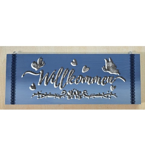 Schild "Willkommen"/blautöne