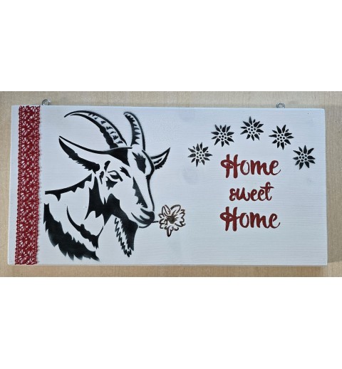 Schild "Home sweet Home"/Ziege/rot
