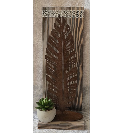 Schild stehend Blatt mit rosteffekt/LED's