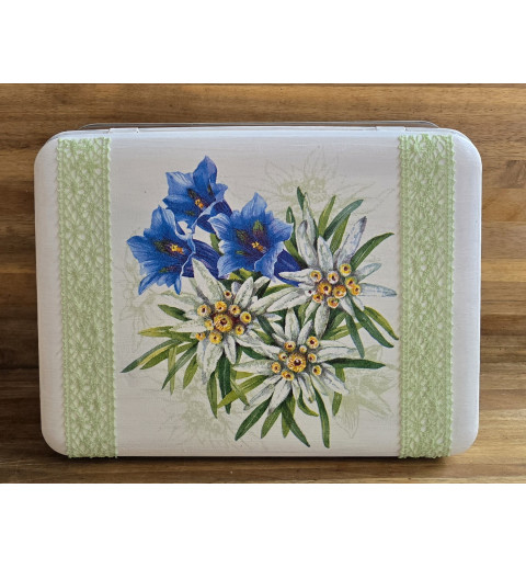 Alu Dose Edelweiss und Enzian/hellgrün