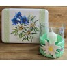 Teelicht Glas hellgrün/Edelweiss