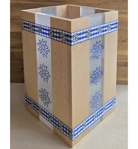Klötzchen Laterne blau/Edelweiss