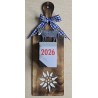 Kalender 2026 auf Brettchen Edelweiss blau
