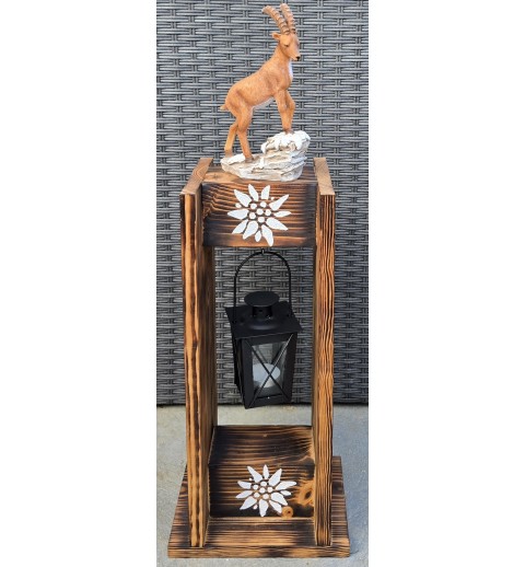 Paletten Deko geflammt Edelweiss /Steinbock