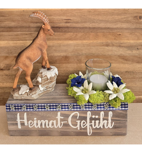 Teelicht Balken "Heimat-Gefühl" /Steinbock