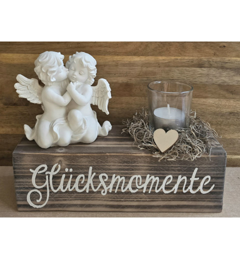 Teelicht Balken "Glücksmomente" /Engel