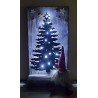Schild stehend mit Metall Tanne, Led's und Wichtel rot