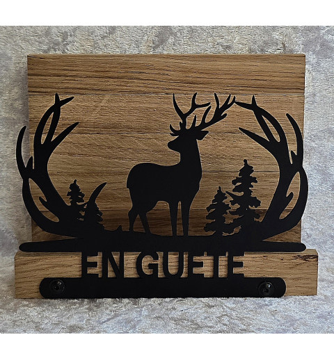 Servietten-Halter Hirsch " EN GUETE " Eiche