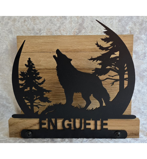 Servietten-Halter Wolf " EN GUETE " Eiche