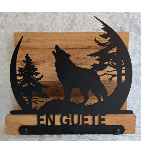 Servietten-Halter Wolf " EN GUETE " Rote Eiche