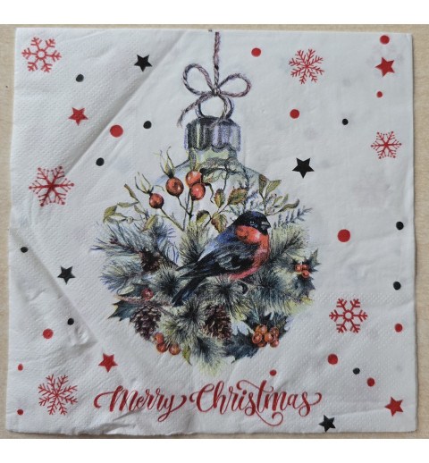 Serviette Weihnachts Kugel mit Vogel