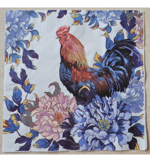 Serviette Hahn blau