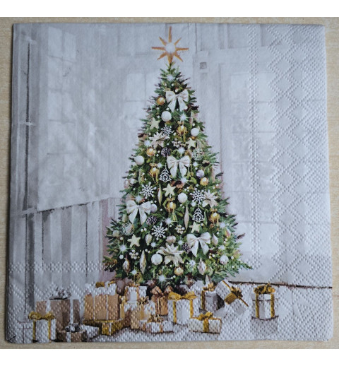 Serviette Weihnachtsbaum grün/beige