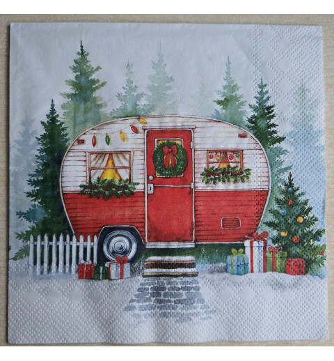 Serviette Weihnachts Wohnwagen