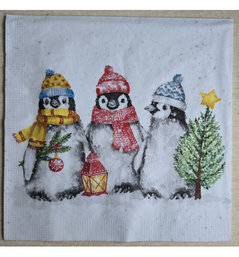 Serviette Drei Pinguine