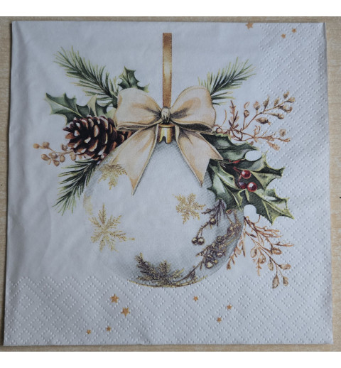 Serviette Weihnachts Kugel weiss