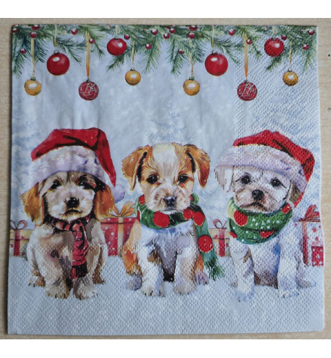 Serviette Drei Weihnachts Hunde